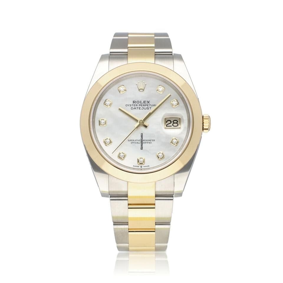 Rolex Datejust 41 NEW ROLEX SERVICE - 2022 B+P | steel - gold MOP diamond Oyster - Image 1