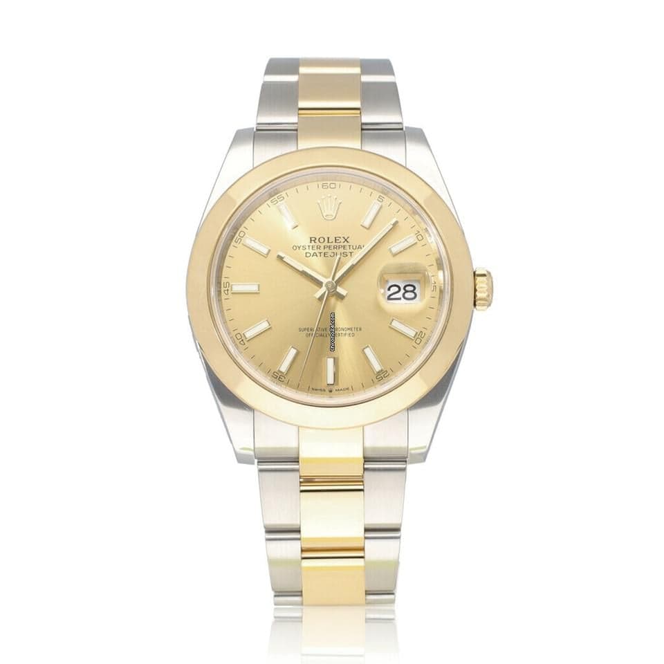 Rolex Datejust 41 2022 box + papers | steel - yellow gold champagne domed Oyster - Image 1