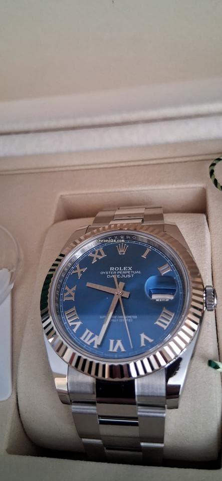 Rolex Datejust 41 Ref. 126334, Edelstahl, Weißgold Lünette, LC100, Fullset.