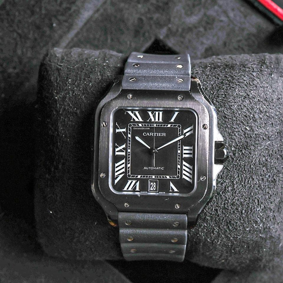 Cartier Santos De Cartier Black ADLC Steel / WSSA0039 / Perfect condition - Image 1