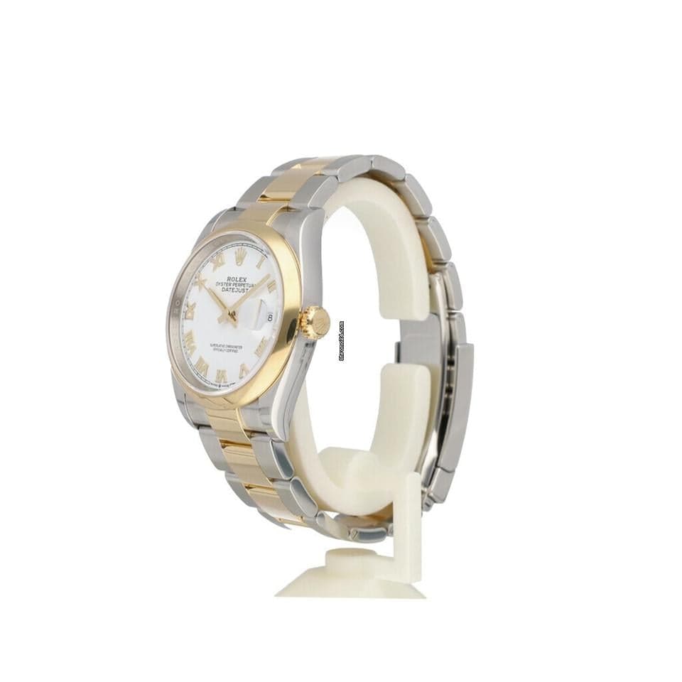 Rolex Datejust 36 2019 box + papers | steel - yellow gold white roman domed Oyster - Thumbnail 3