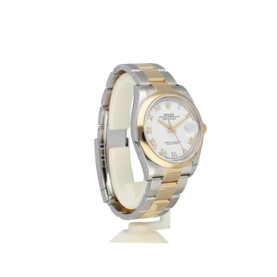 Rolex Datejust 36 2019 box + papers | steel - yellow gold white roman domed Oyster - Thumbnail 9