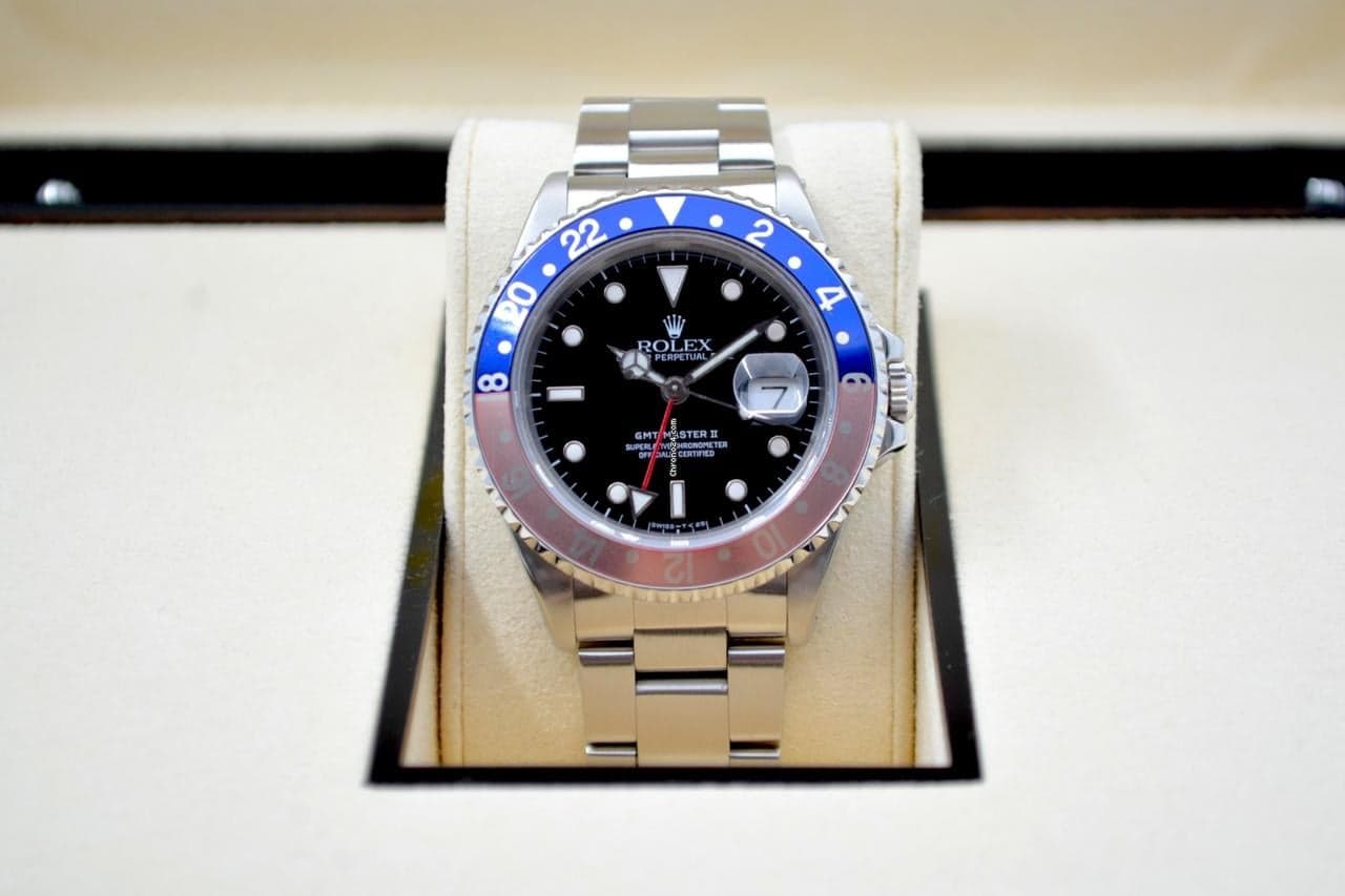 Rolex GMT-Master II Ref: 16710 40mm Automatic Oyster Steel Vintage Pepsi Bezel 1990 - Thumbnail 3