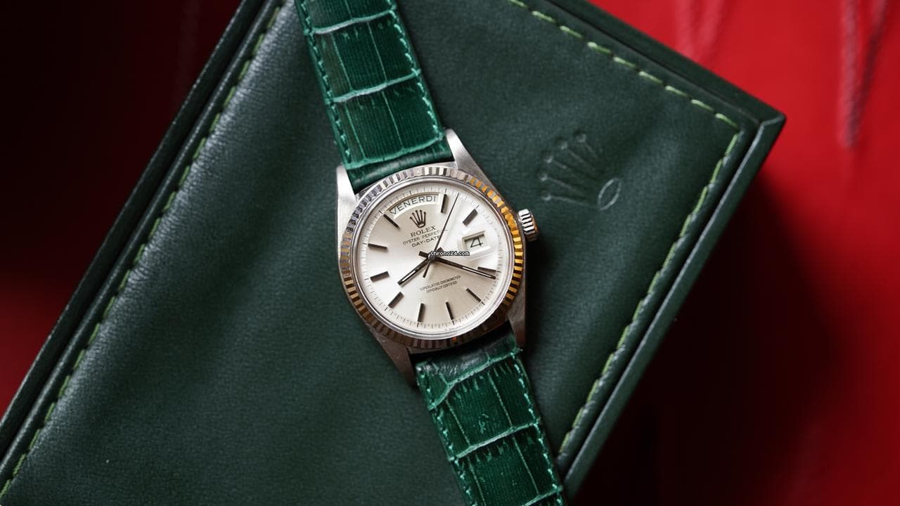 Rolex Day-Date 36 No lume Pie Pan 18K White Gold - Image 1