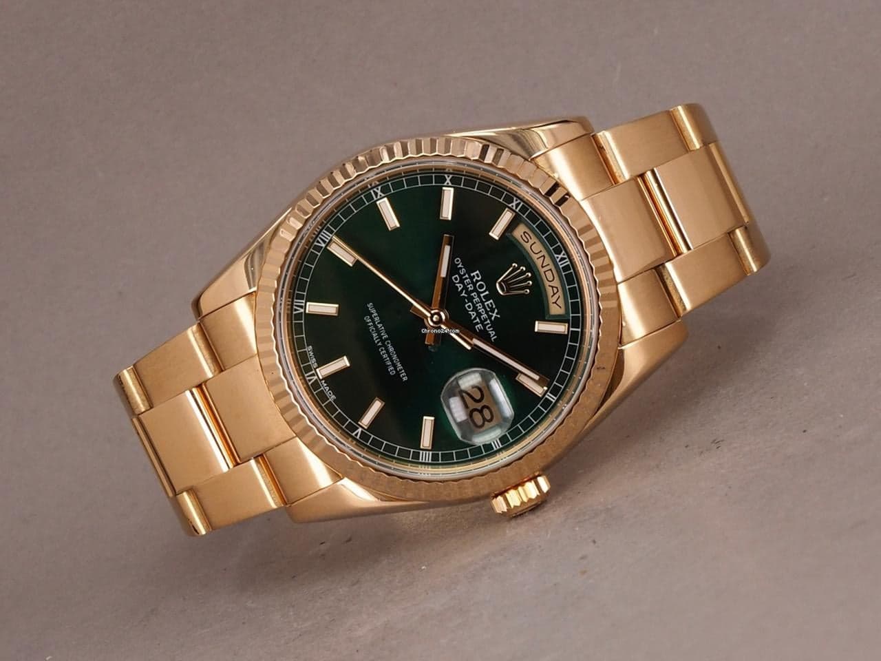 Rolex Day-Date 118238 - Green dial - 2024 Rolex service - Thumbnail 5