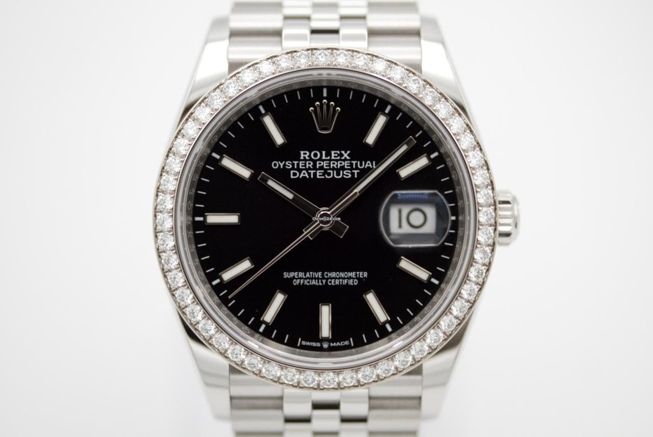 Rolex Datejust 36 06-2023 Factory Diamond Fullset black schwarz 126284RBR - Image 1
