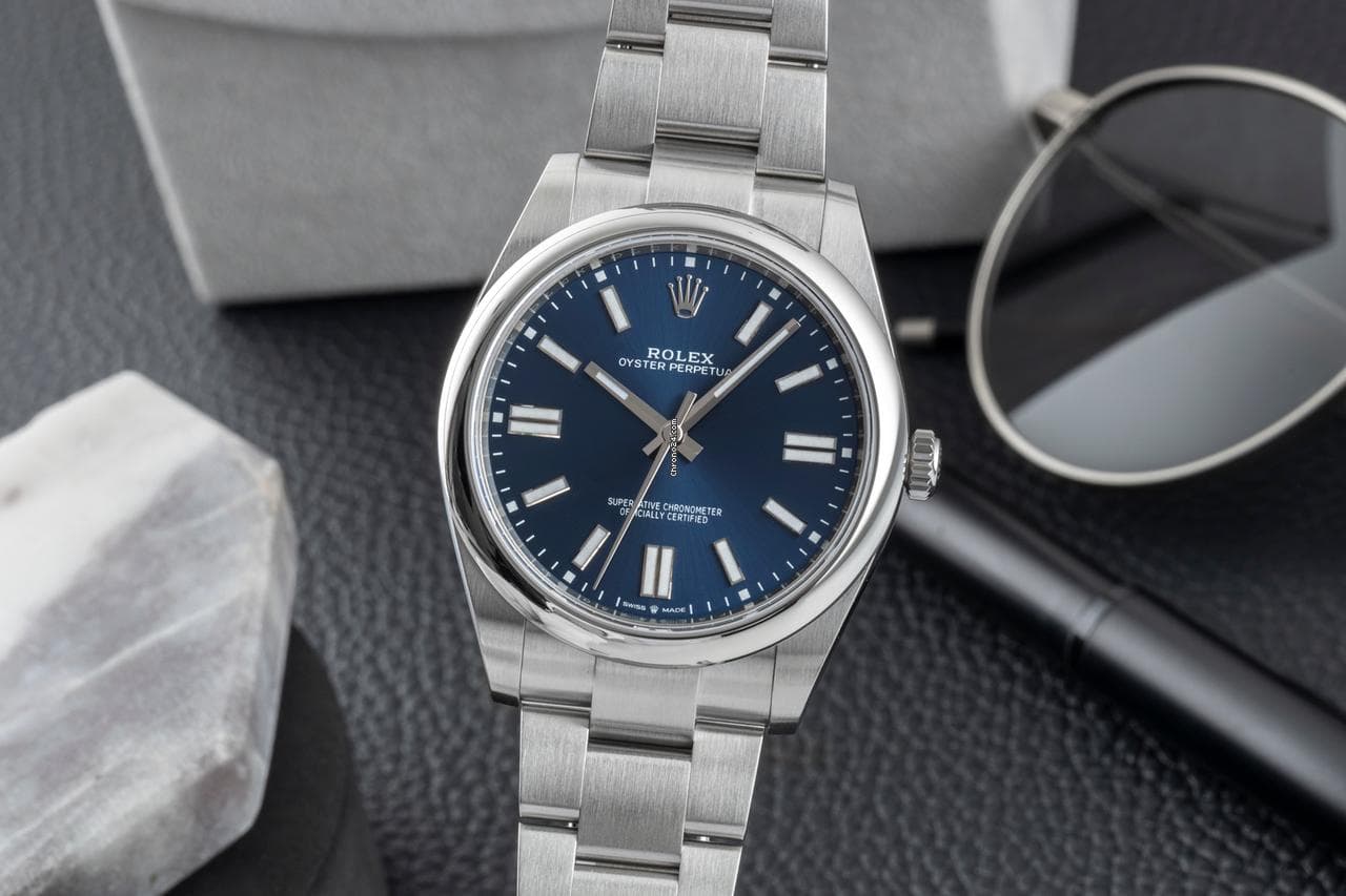 Rolex Oyster Perpetual Blue Dial Stahl Automatik Herren Ref. 124300 B&P 2020 - Image 1