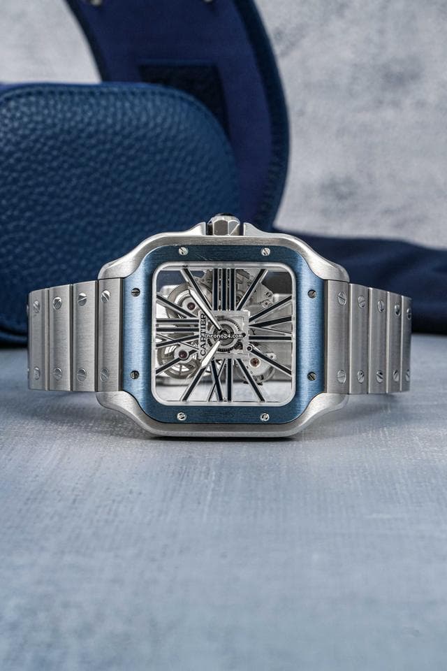Cartier Santos Skeleton Blue  Cartier Watch Large - Image 1