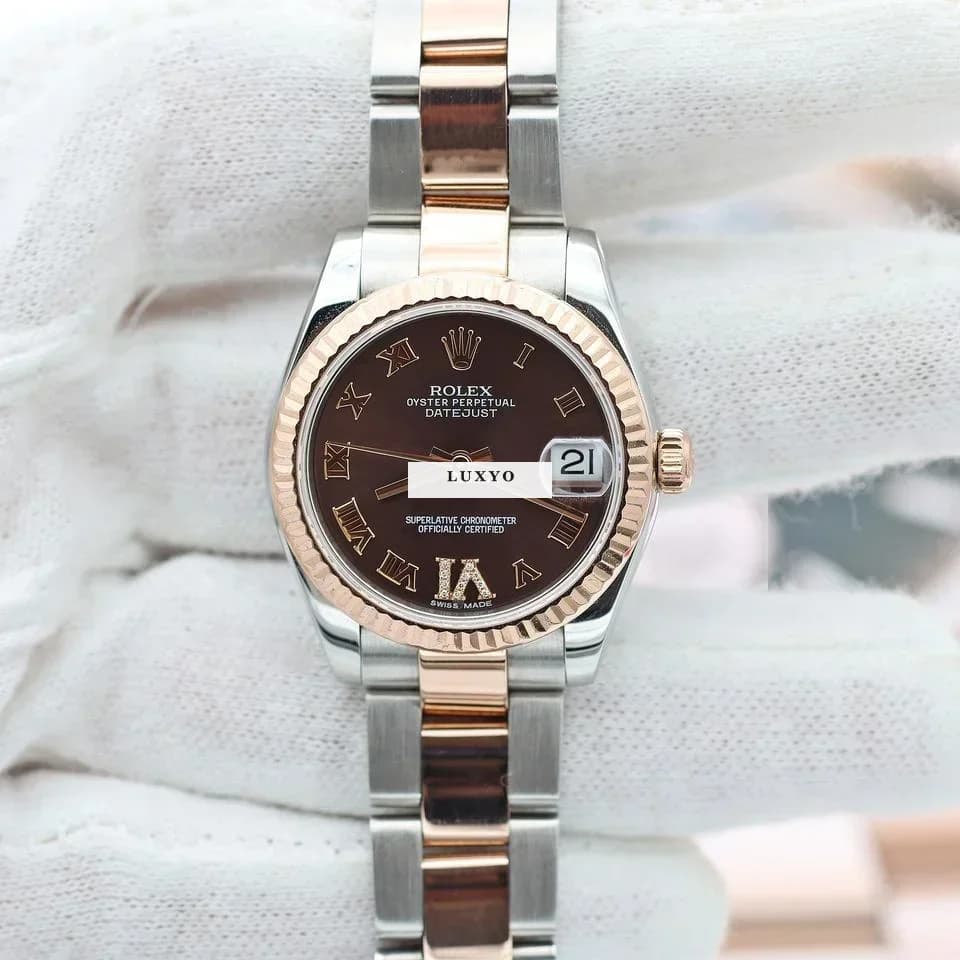 Rolex Datejust 31 ref. 278271 - Chocolate Diamond Roman Dial - Oyster Bracelet Full Set - Thumbnail 8