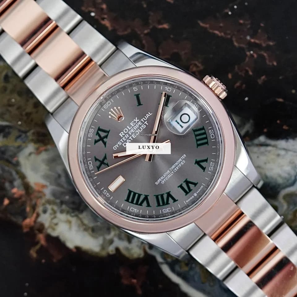 Rolex Datejust 36 Oyster Rolesor Everose Wimbeldon Fullset 04/22 Ref. 126201 "99% New" - Image 1