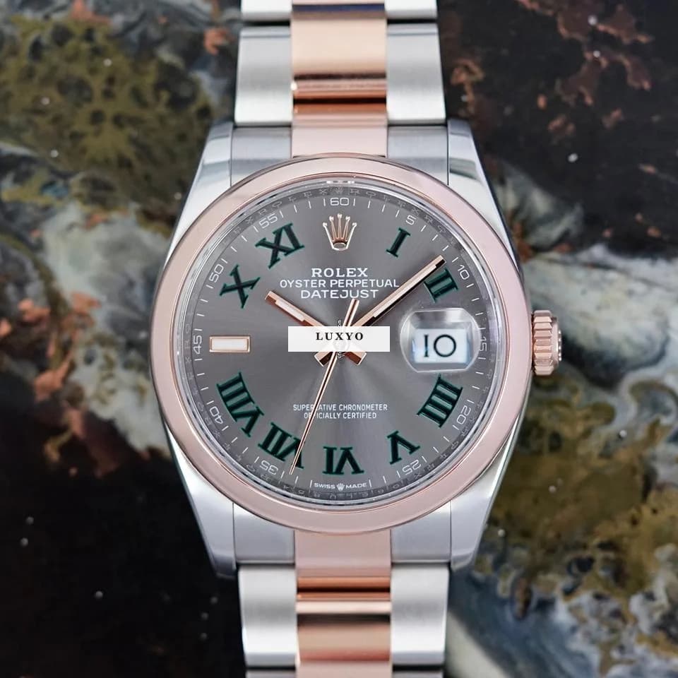 Rolex Datejust 36 Oyster Rolesor Everose Wimbeldon Fullset 04/22 Ref. 126201 "99% New" - Thumbnail 2