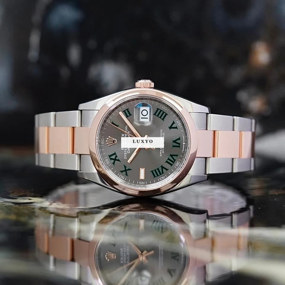 Rolex Datejust 36 Oyster Rolesor Everose Wimbeldon Fullset 04/22 Ref. 126201 "99% New" - Thumbnail 3