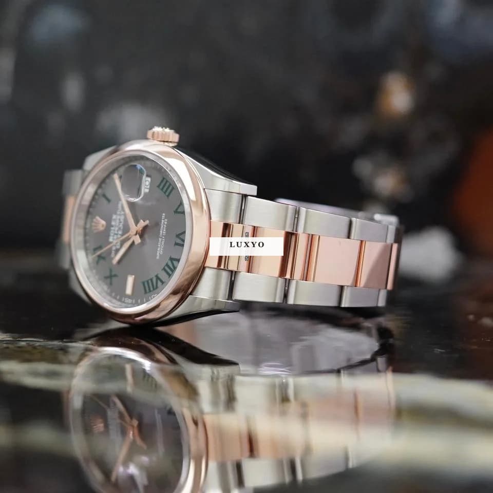 Rolex Datejust 36 Oyster Rolesor Everose Wimbeldon Fullset 04/22 Ref. 126201 "99% New" - Thumbnail 4