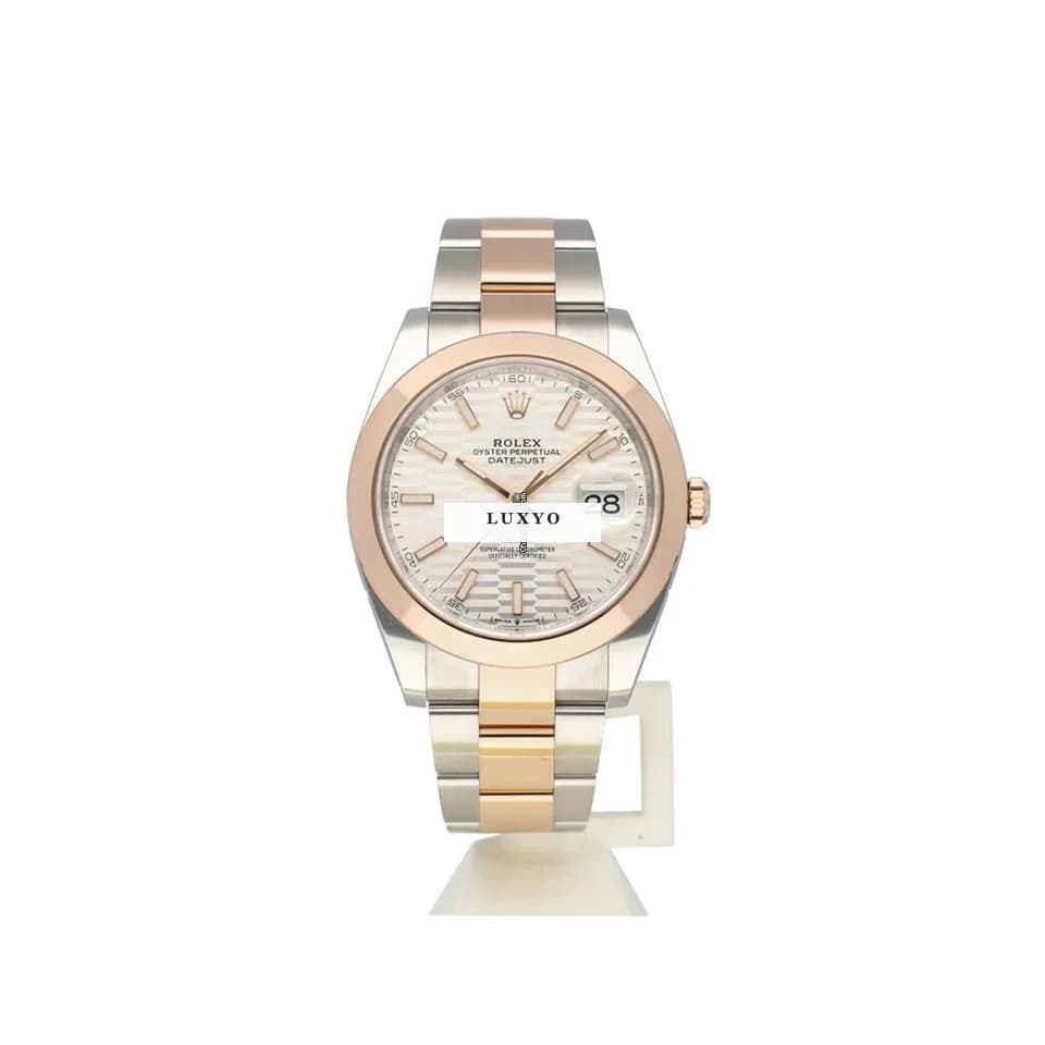 Rolex Datejust 41 2023 box + papers | steel - rose gold silver fluted / motif Oyster - Thumbnail 2