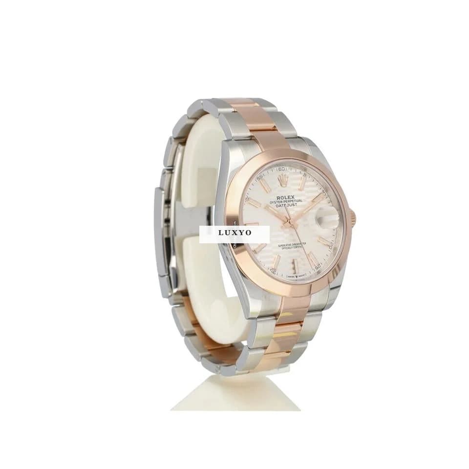 Rolex Datejust 41 2023 box + papers | steel - rose gold silver fluted / motif Oyster - Thumbnail 9