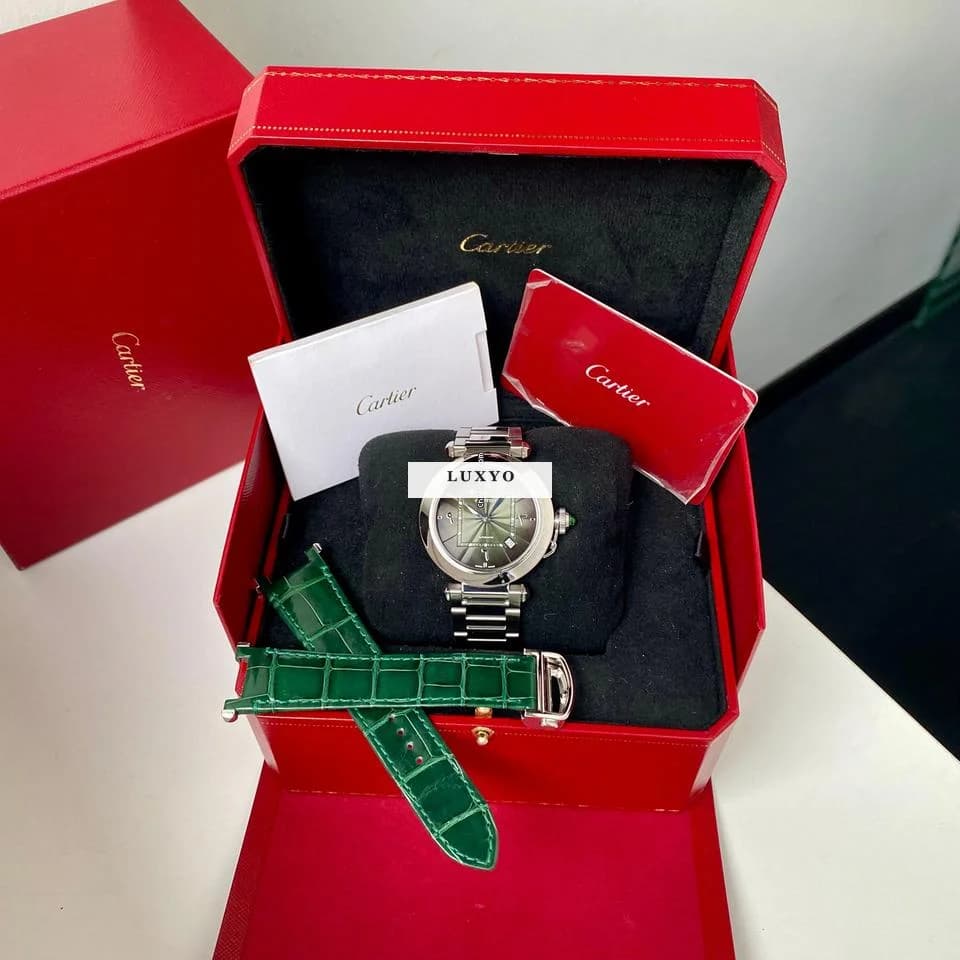 Cartier Pasha | WSPA0022 | Box & Papers | Green Arabic Dial | 99% - Thumbnail 5