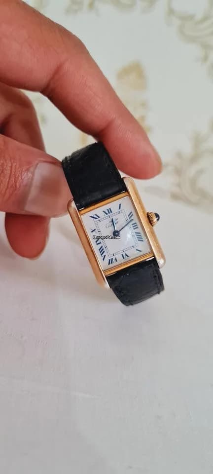 Cartier must de cartier tank vermeil must de cartier  vermeil  blue roman index blue hands - Thumbnail 14