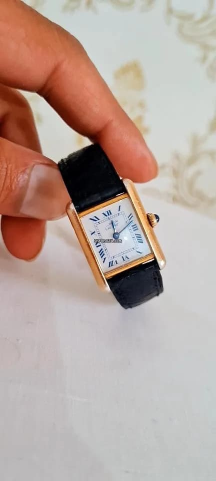 Cartier must de cartier tank vermeil must de cartier  vermeil  blue roman index blue hands - Thumbnail 15