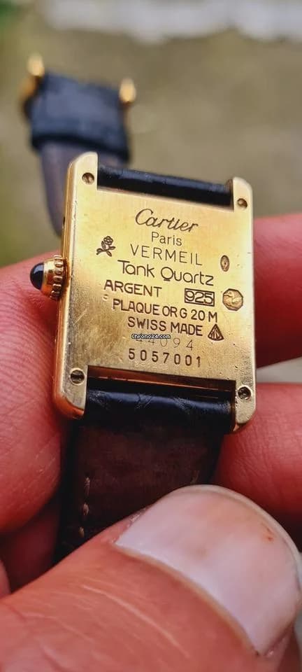 Cartier must de cartier tank vermeil must de cartier  vermeil  blue roman index blue hands - Thumbnail 18