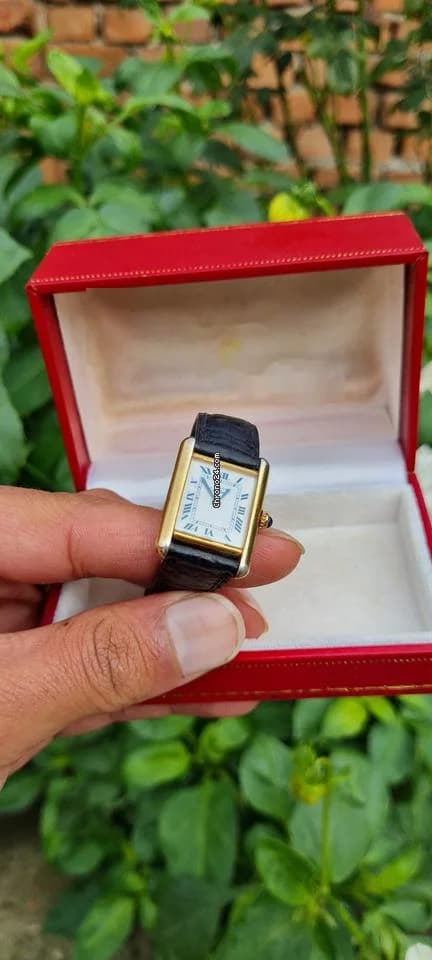 Cartier must de cartier tank vermeil must de cartier  vermeil  blue roman index blue hands - Thumbnail 5