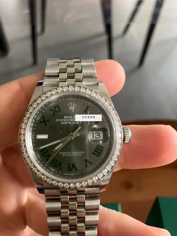 Rolex Datejust 36mm Wimbledon acier/diamants/jubilé Set complet, facture, 06/25 mise 5 fois - Thumbnail 4