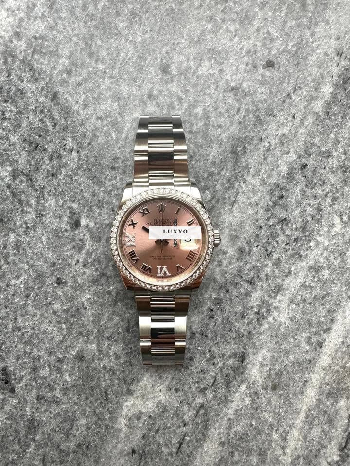 Rolex Datejust 36 126284RBR / Pink and Diamonds / Box and Paper / Roman / very good Condition / 2020 - Thumbnail 2
