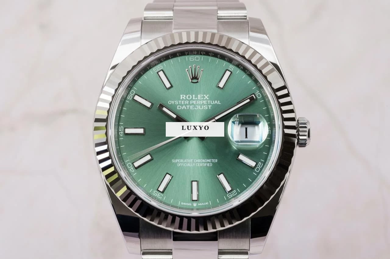 Rolex IN STOCK Like new 12/2022 Ref. 126334 Datejust 41 Steel/White Gold Mint Green Dial Fluted ROLEX PURCHASE RECEIPT AVAILABLE - Thumbnail 8