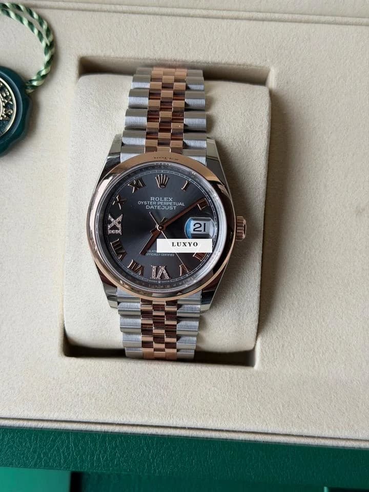 Rolex datejust oyster perpetual Rolex Datejust 36 - Rose Gold - Diamond 6 & 9 numbers - Thumbnail 4