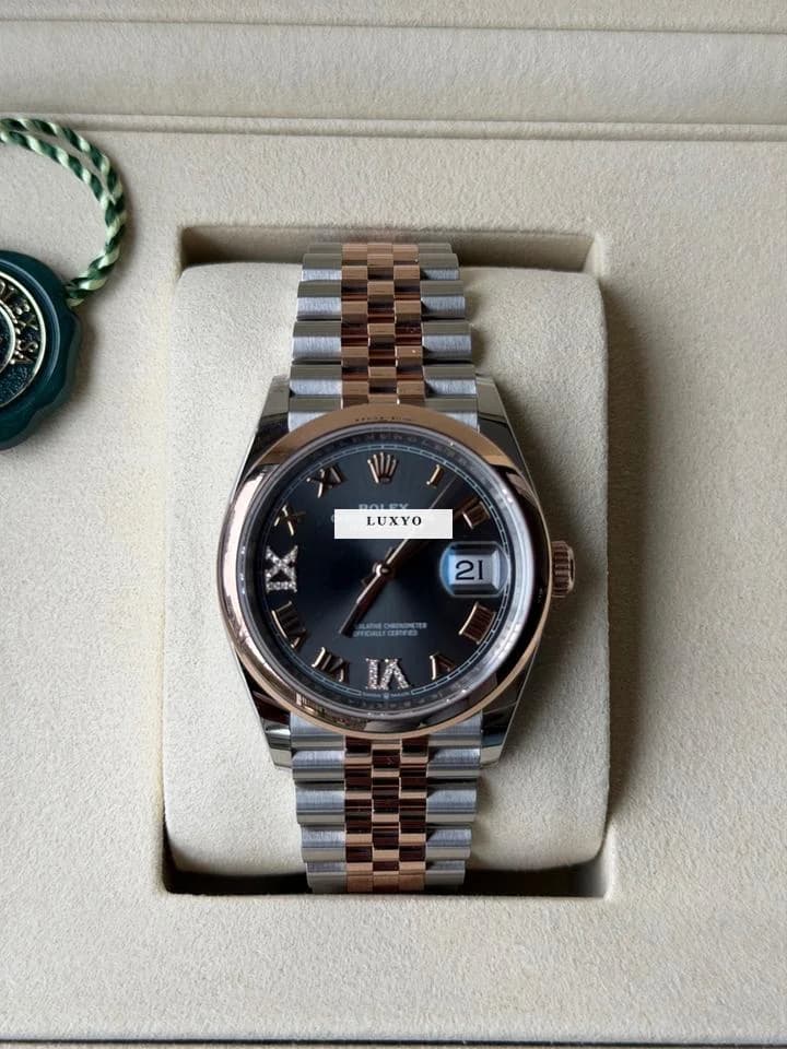 Rolex datejust oyster perpetual Rolex Datejust 36 - Rose Gold - Diamond 6 & 9 numbers - Thumbnail 5