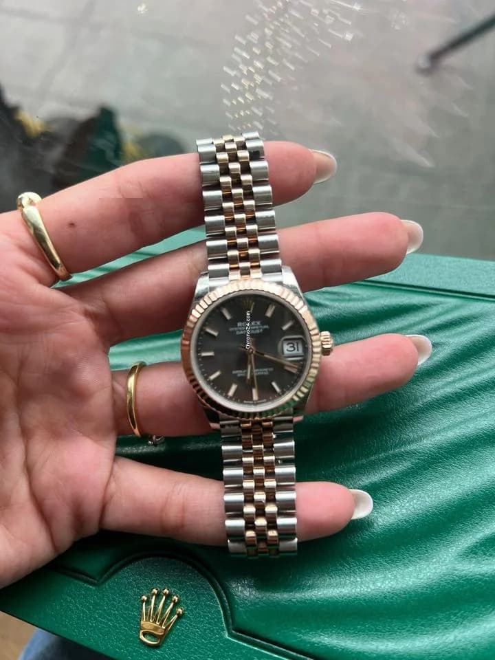 Rolex Datejust 31 DATEJUST en or rose avec cadran Rhod fonce - Thumbnail 7