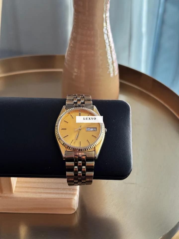 Seiko Day And Date Dress Gold-tone Mens Watch  Stainless Seiko Quartz Day-Date Gold - Thumbnail 2