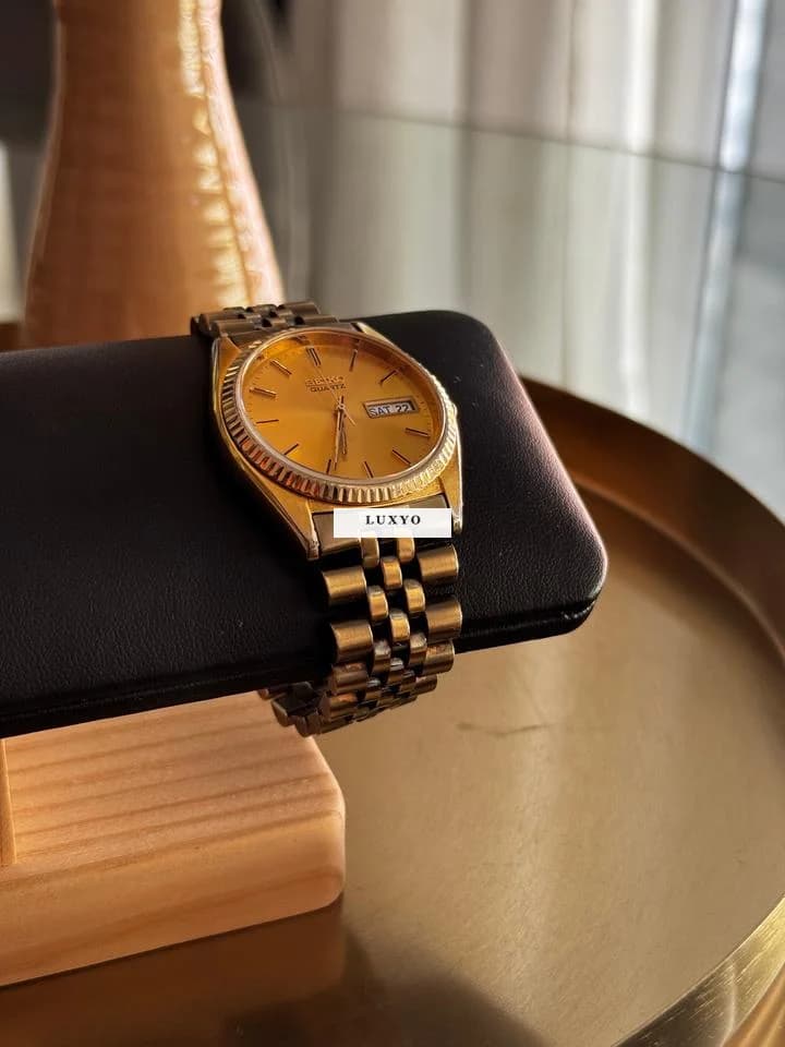 Seiko Day And Date Dress Gold-tone Mens Watch  Stainless Seiko Quartz Day-Date Gold - Thumbnail 3