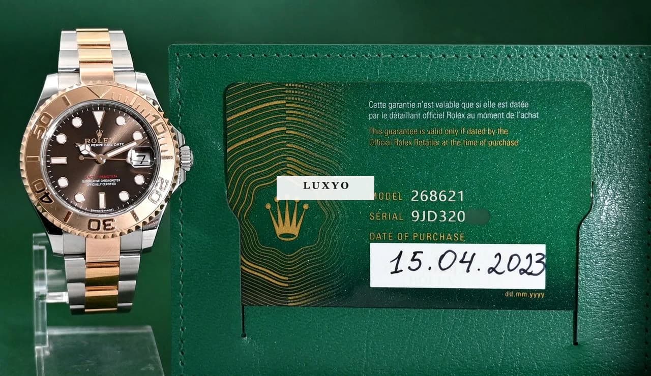 Rolex Yacht-Master 37 268621 Automatic 18k Rose Gold Steel Chocolate Box&Papers - Thumbnail 11