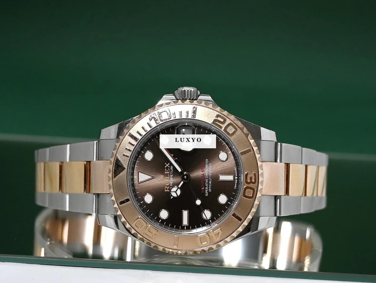 Rolex Yacht-Master 37 268621 Automatic 18k Rose Gold Steel Chocolate Box&Papers - Thumbnail 4