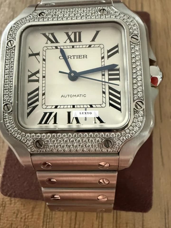 Cartier Watch  Santos Cartier Diamonds Full set. Pari a nuovo .anno 2024.indossato poche volte . - Thumbnail 4