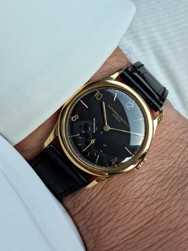 Vacheron Constantin JUMBO BLACK DIAL GOLD 18KT 0.750 Cal P453/3B Like New - Thumbnail 2