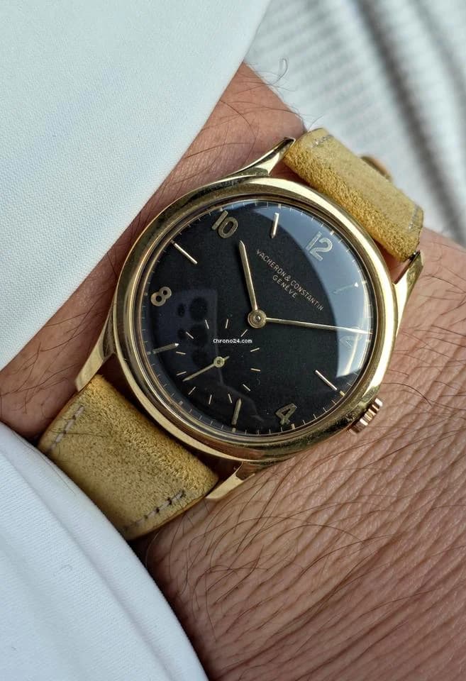 Vacheron Constantin JUMBO BLACK DIAL GOLD 18KT 0.750 Cal P453/3B Like New - Thumbnail 11