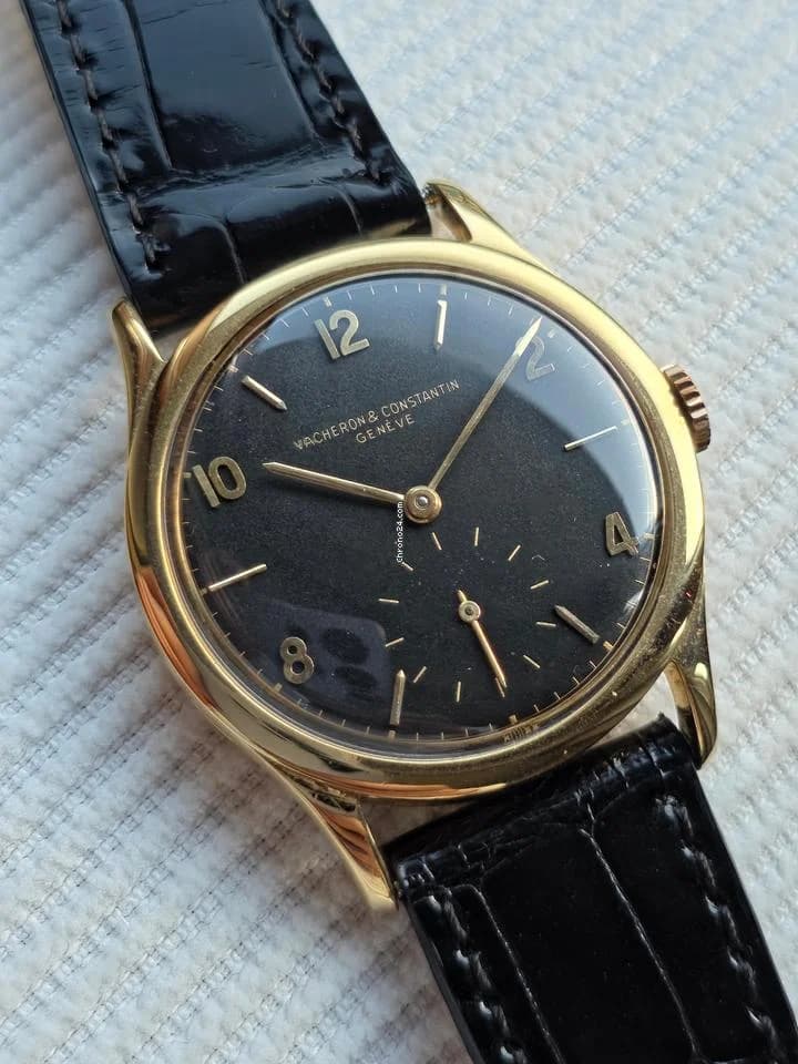 Vacheron Constantin JUMBO BLACK DIAL GOLD 18KT 0.750 Cal P453/3B Like New - Thumbnail 9