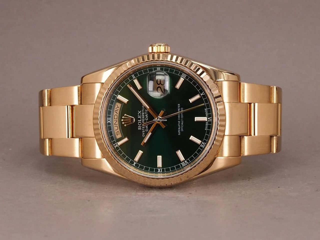 Rolex Day-Date 118238 - Green dial - 2024 Rolex service - Image 1