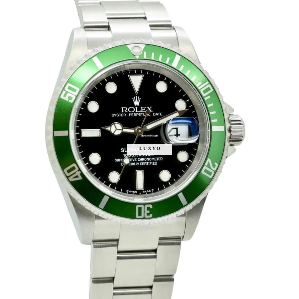 Rolex Submariner "Kermit" Green Bezel Black Dial Oyster Bracelet 16610LV - Thumbnail 3