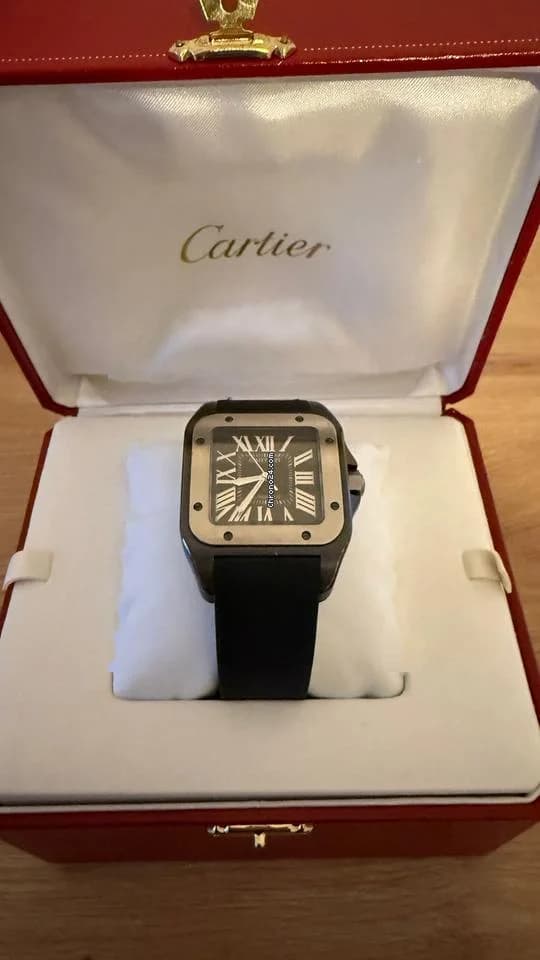 Cartier Santos 100 Serviced August 2025, service documents and box - Image 1