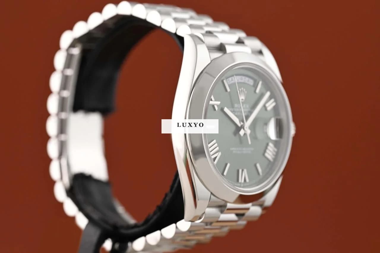 Rolex Day-Date 40 Platin Olive - LC100 08/2022 - Neuwertig - Full Set - Thumbnail 4