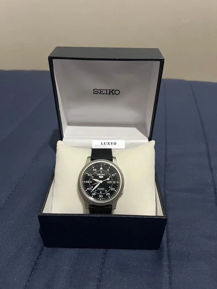 Seiko Leather Strap Men's Watch 5 Military Automatic Seiko 5 Automatic - Image 1