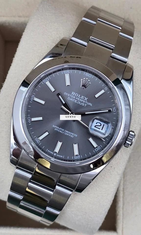 Rolex Datejust 41mm 126300 Rhodium/Slate Oyster Bracelet Very Good Full Set 8-2021 - Image 1