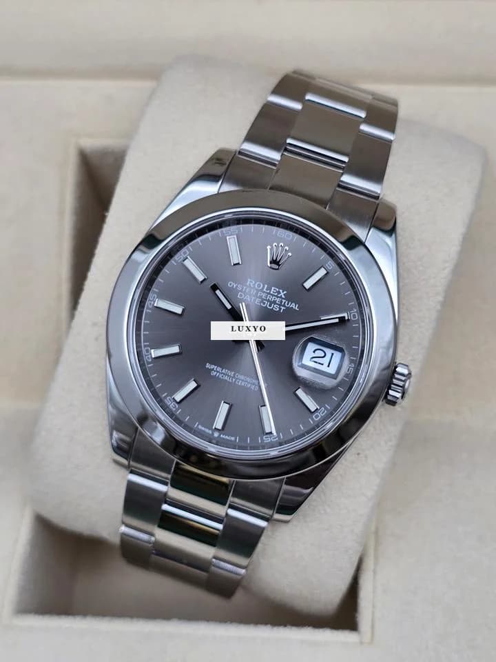 Rolex Datejust 41mm 126300 Rhodium/Slate Oyster Bracelet Very Good Full Set 8-2021 - Thumbnail 2
