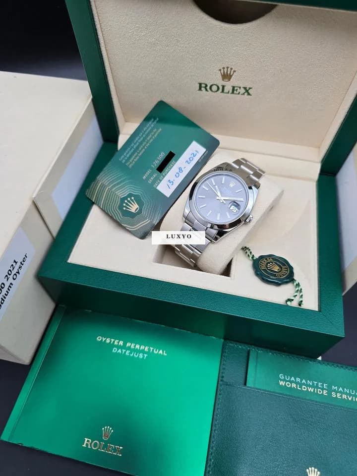 Rolex Datejust 41mm 126300 Rhodium/Slate Oyster Bracelet Very Good Full Set 8-2021 - Thumbnail 12