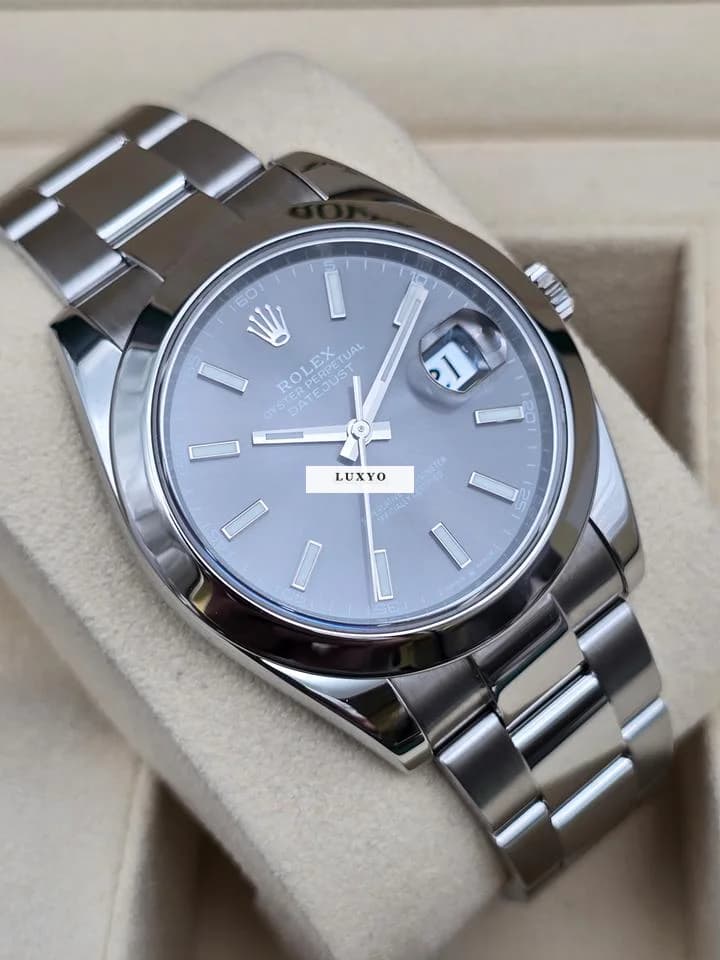 Rolex Datejust 41mm 126300 Rhodium/Slate Oyster Bracelet Very Good Full Set 8-2021 - Thumbnail 4