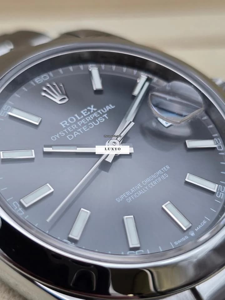 Rolex Datejust 41mm 126300 Rhodium/Slate Oyster Bracelet Very Good Full Set 8-2021 - Thumbnail 5