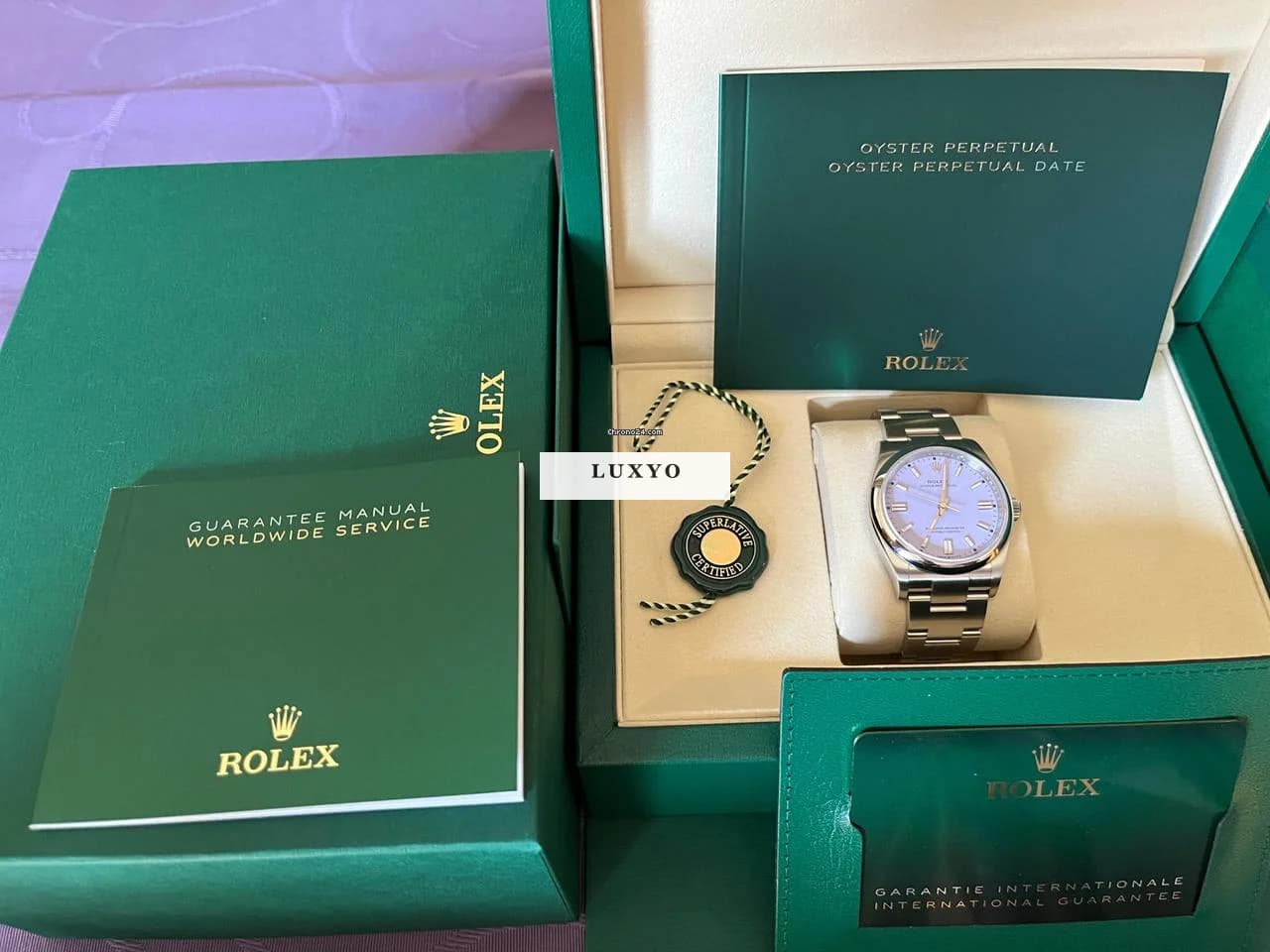Rolex Oyster Perpetual 36 Lavender, Full Set, ungetragen - Thumbnail 2