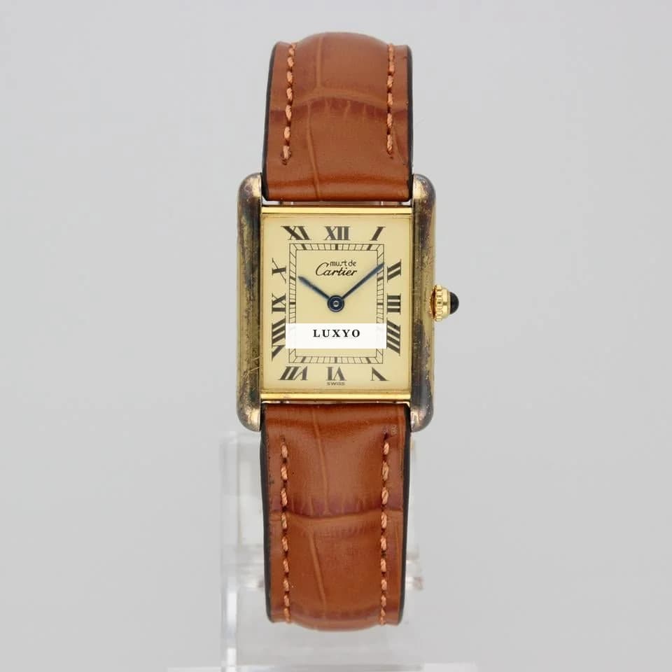 Cartier Tank Vermeil Full Set 1996! New Strap! RARE Patina! - Thumbnail 2